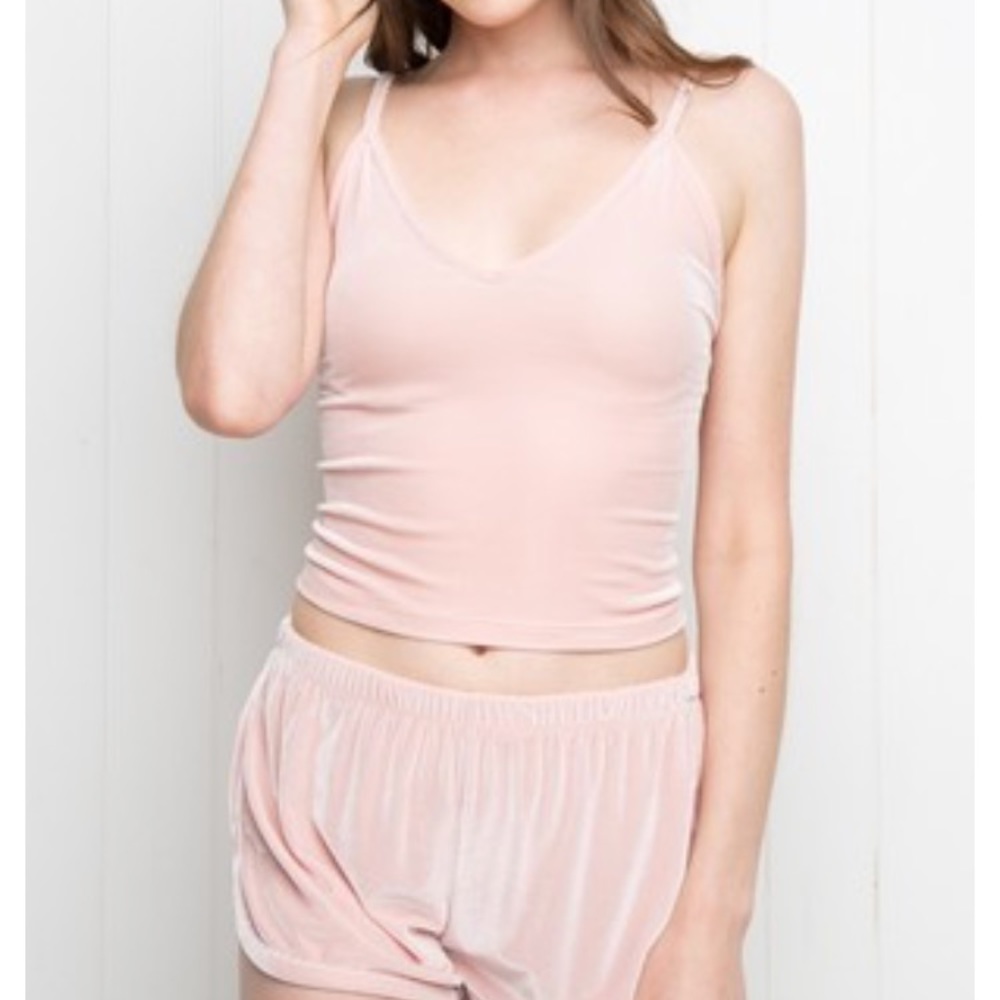 Baby Pink Velvet Tank Top